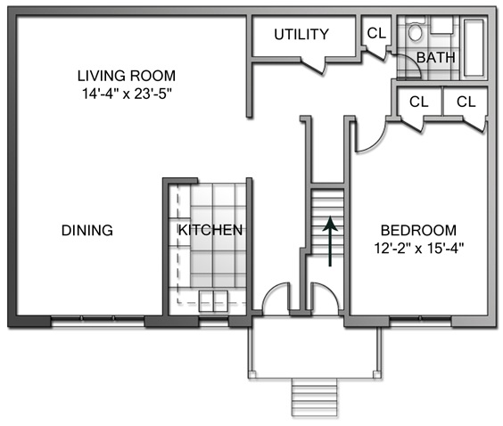 Latham Village Apartments Floor Plan - One Bedroom, First Floor
