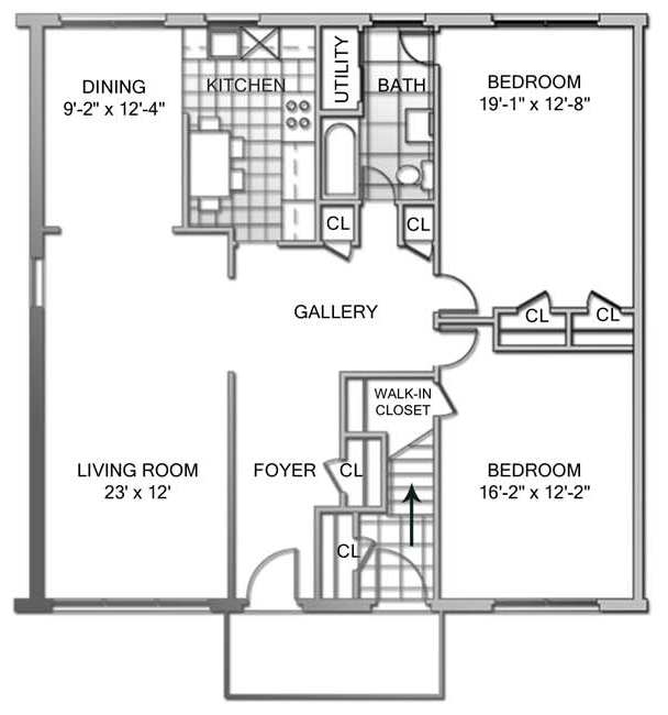 Berry Oxford Apartments Floor Plan - Two Bedroom, First Floor